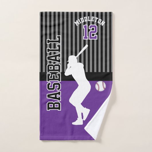 Sport de baseball - violet et noir (Serviette à main)