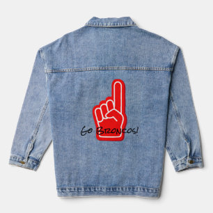 Sport Finger Go Team naam! Fan Team Spirit Fun Denim Jacket