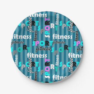 Sport Fitness Helder tekstpatroon voor sportkledin Papieren Bordje