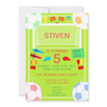 Sport Football Anniversaire Colorful Invitation