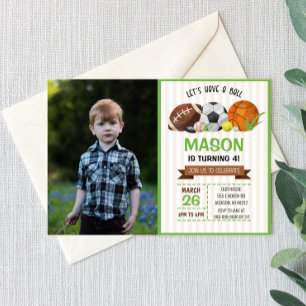 Sport Football Basketbal Voetbal Verjaardagsfeest Kaart