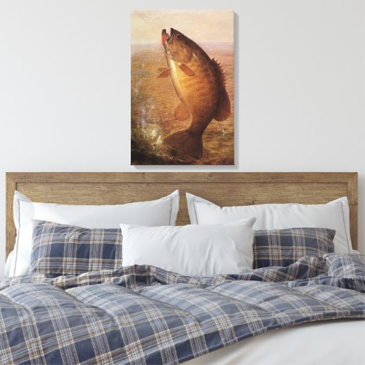  sport Gevist, Largemouth bruine basvis Canvas Afdruk (Insitu (Slaapkamer))