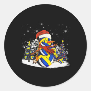 Sport Grappige Kerst Volleybal Speler Bal Sneeuw Ronde Sticker