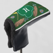 Sport Groene Golfmateriaal Monogram Initiaal Golfheadcover (3/4 voorkant)