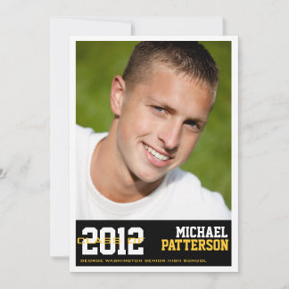 Sport Guy Photo Graduation Party Invitation noire