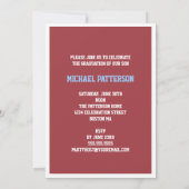 Sport Guy Photo Graduation Party Invitation Rouge (Dos)