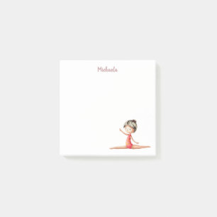 Sport gymnast die een gepersonaliseerde gespleten  post-it® notes