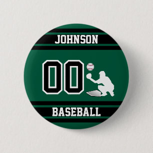 Sport Honkbal - Catcher - Groen - Creëer Je Eigen Ronde Button 5,7 Cm