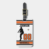 Sport Honkbal | Doe-het-zelf tekst | Oranje, Wit & Bagagelabel (Voorkant verticaal)