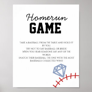 Sport honkbal homerun glitters bruiloftsfeest spel poster