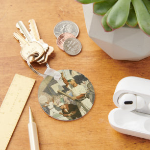 sport, honkbalspelers bij een spel sleutelhanger