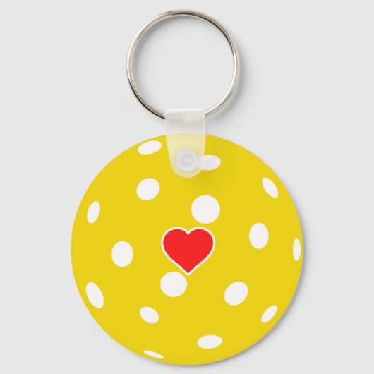 Sport Ik hou van Pickleball gele bal met hart Sleutelhanger (Voorkant)