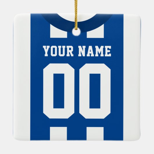  sport Jersey Blue Sjabloon Keramisch Ornament (Achterkant)