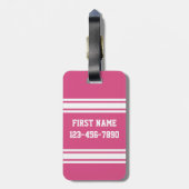 Sport Jersey met naam en nummer - Roze White Bagagelabel (Achterkant verticaal)