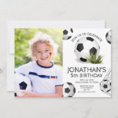 Sport Kinder Voetbal Foto Verjaardagsfeest Kaart (Voorkant)