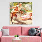 sport, kinderen spelen voetbal canvas afdruk (Insitu (Woonkamer))