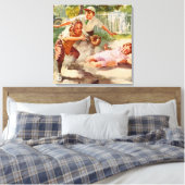 sport, kinderen spelen voetbal canvas afdruk (Insitu (Slaapkamer))