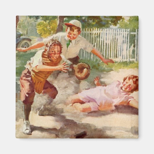  sport, kinderen spelen voetbal magneet (Voorkant)