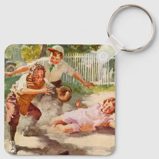 sport, kinderen spelen voetbal sleutelhanger (Achterkant)