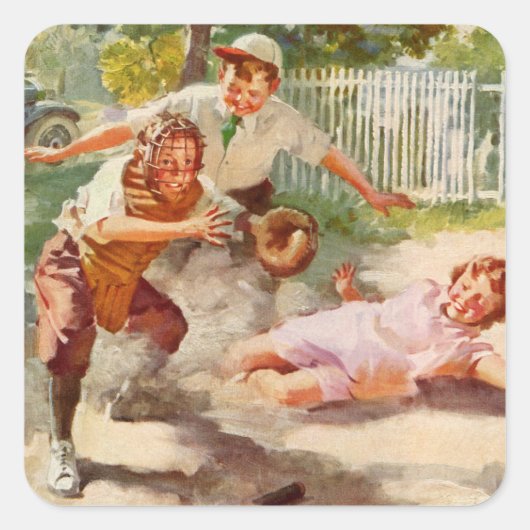  sport, kinderen spelen voetbal vierkante sticker (Voorkant)