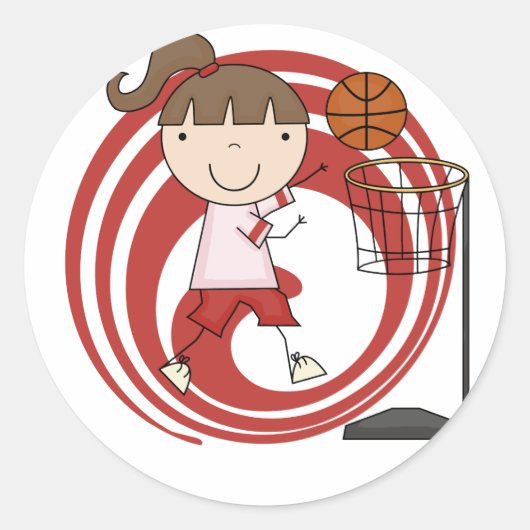 Sport Meisje - Basketbal Tshirts en geschenken Ronde Sticker (Voorkant)