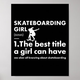 Sport Meisje Definitie Skateboarden Poster