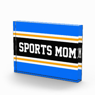 SPORT MOM Fun Athletic Bright Blue Black Stripes Fotoblokken