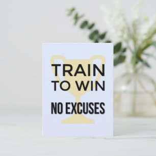 Sport motivatie trein om typografie te winnen briefkaart