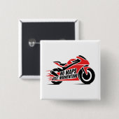 Sport Motorcycle Vierkante Button 5,1 Cm (Voorkant /achterkant)