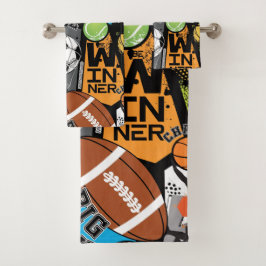 Sport Pattern With Balls Bad Handdoek