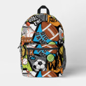 Sport Pattern With Balls Bedrukte Rugzak (Voorkant)