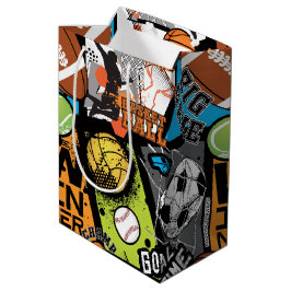 Sport Pattern With Balls Medium Cadeauzakje