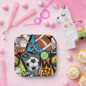 Sport Pattern With Balls Papieren Bordje (Feest)