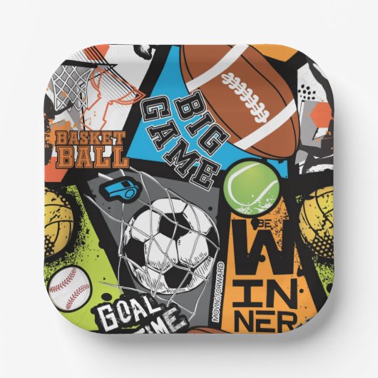 Sport Pattern With Balls Papieren Bordje (Voorkant)