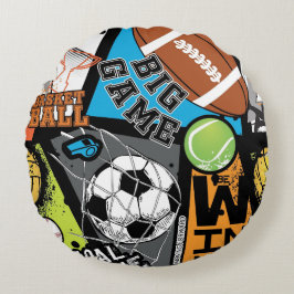 Sport Pattern With Balls Rond Kussen
