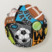 Sport Pattern With Balls Rond Kussen (Achterkant)