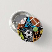 Sport Pattern With Balls Ronde Button 3,2 Cm (Voorkant /achterkant)