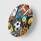 Sport Pattern With Balls Ronde Klok (Hoek)