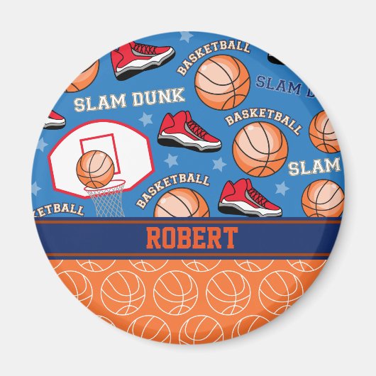 SPORT Personaliseer Naam Basketbal Fan Fun Pattern Magneet (Voorkant)