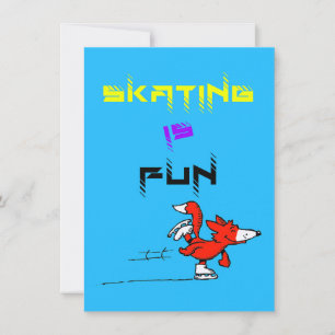 Sport Puppy Figuur Fox Buddy Schaatsen Bedankkaart