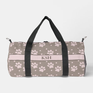 Sport Sac à duffel Taupe et Empreinte de patte rose - Pe