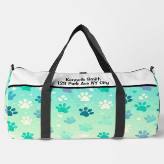 Sport Sac à imprimé de pattes à dégradé bleu-vert