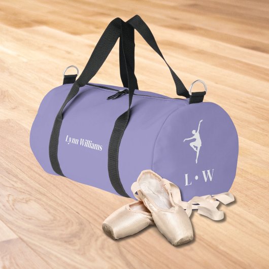Sport Sac de danse | Initiales violettes Nom Duffle Sac