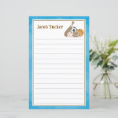 Sport Sky Blue Kinder Lijnbrief Schrijfpapier (Staand voorkant)