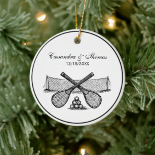 Sport  Tennis Net, Crossed Racquets, Balls Keramisch Ornament