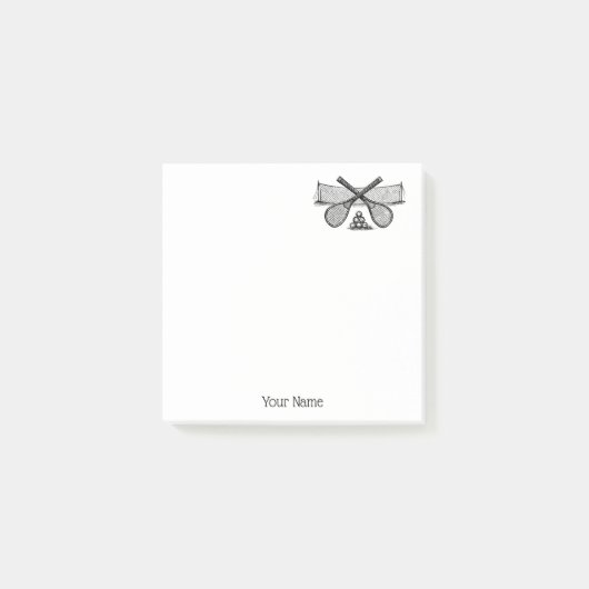 Sport Tennis Net, Crossed Racquets, Balls Post-it® Notes (Voorkant)