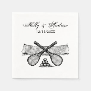 Sport  Tennis Net, Crossed Racquets, Balls Servetten