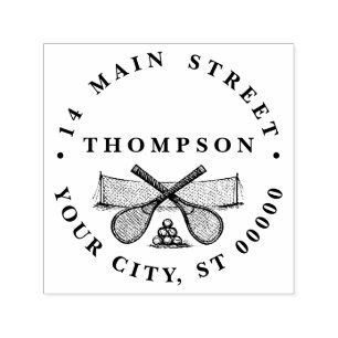 Sport  Tennis Net, Crossed Racquets, Balls Zelfinktende Stempel