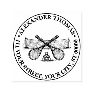 Sport  Tennis Net, Crossed Racquets, Balls Zelfinktende Stempel