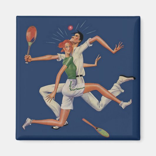 Sport, Tennis Spelt met Rackets Magneet (Voorkant)